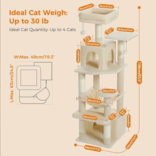 6-Level Cat Tree Tower with Hammock, Condos & Sisal Posts