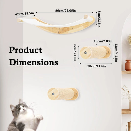 Wall-Mounted Cat Hammock with Steps & Climbing Perches