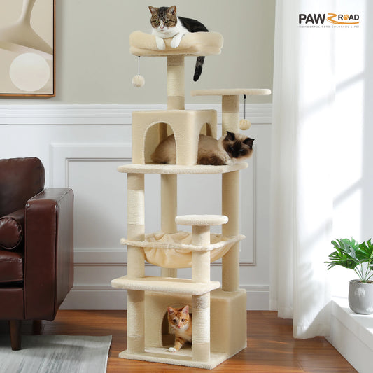6-Level Cat Tree Tower with Hammock, Condos & Sisal Posts